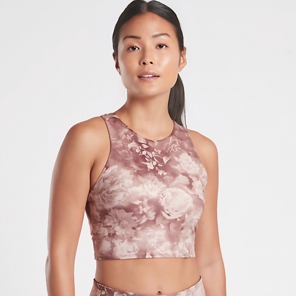 Athleta Conscious Crop Rose Mauve Floral Sports Bra-M